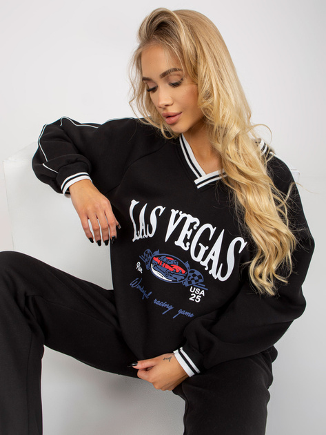 Hurt Czarny komplet dresowy o kroju oversize z nadrukiem