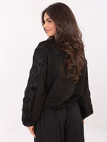 Czarna zamszowa kurtka z suwakiem RUE PARIS 