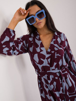 Hurt Bordowa maxi sukienka koszulowa we wzory SUBLEVEL