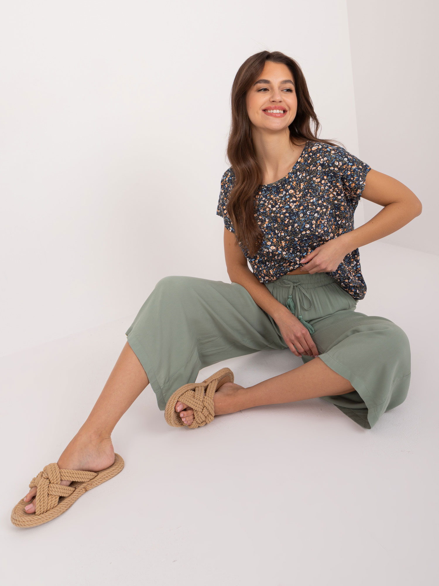 Hurt Khaki fabric pants made of viscose SUBLEVEL.