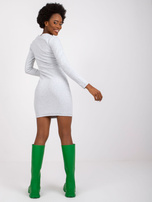 Light gray melange fitted ribbed dress Sophie RUE PARIS.