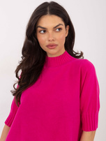 Fuksjowy damski sweter z domieszką wełny