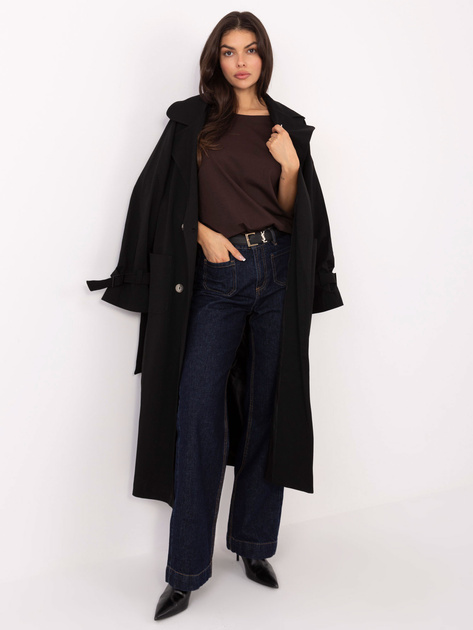 Czekoladowy t-shirt z dekoltem na plecach BASIC FEEL GOOD