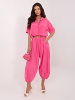 Ciemnoróżowa asymetryczna koszula z sztruksu 