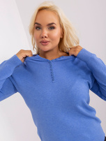 Hurtownia Niebieski sweter plus size ze ścigaczami