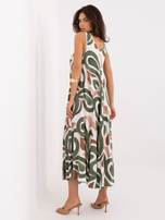 Khaki  trapezowa sukienka z wiskozy