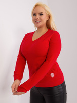 Hurt Czerwona bluzka plus size z długim rękawem