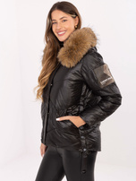 Czarna zimowa kurtka z kapturem