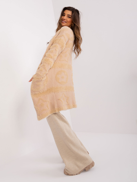 Hurtownia Beżowy dzianinowy kardigan