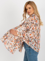 Hurt Pomarańczowo-biała bawełniana chusta w kwiaty