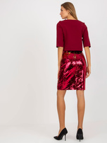 Hurtownia Bordowa damska bluzka wizytowa z cekinami 