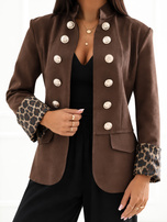 Brown Napoleon jacket with a suede effect.