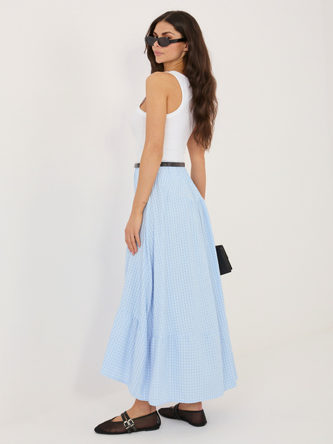 Jasnoniebieska rozkloszowana spódnica w kratkę