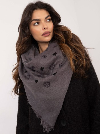Großhandel Dunkelgrau Damen Schal mit Druck.