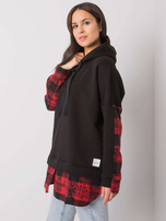 Schwarz-rote Damenhoodie mit Kapuze Freyah RUE PARIS.