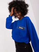 Hurt Kobaltowa krótka bluzka na co dzień z aplikacją