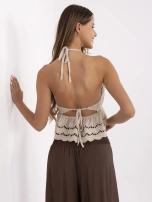 Beige luftige Top aus Baumwolle.