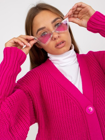 Hurt Fuksjowy długi kardigan z kieszeniami OCH BELLA