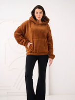 Jasnobrązowa bluza kangurka z kapturem