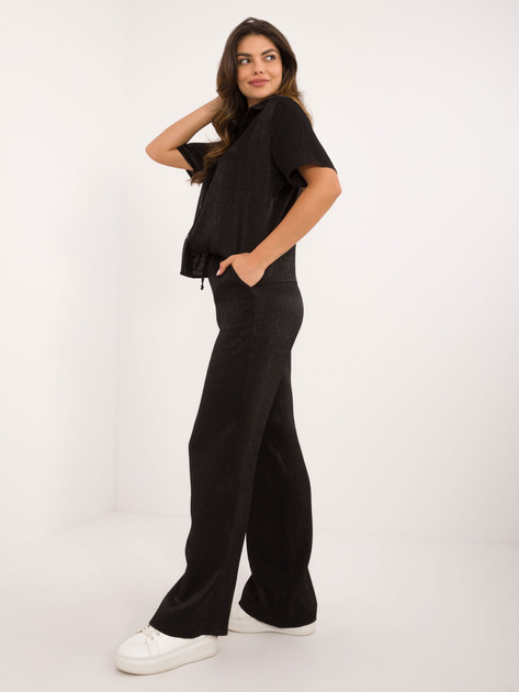 Hurt Czarny połyskujący komplet dwuczęściowy ze spodniami