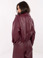 Burgundowa krótka kurtka z ekoskóry RUE PARIS 