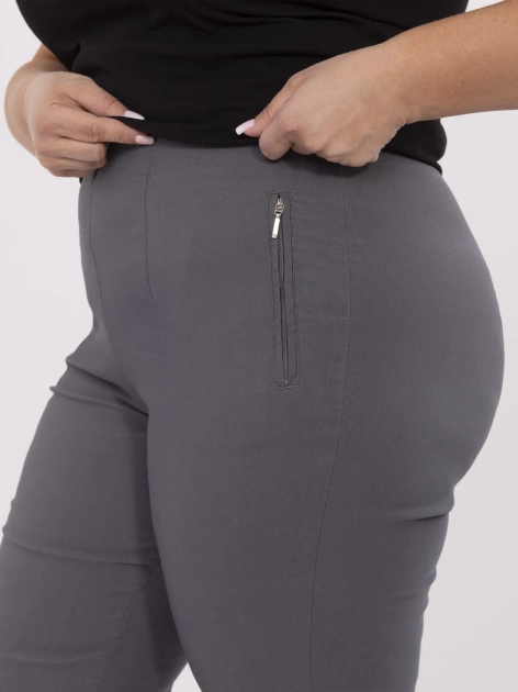 Grafitowe eleganckie spodnie plus size z kieszeniami