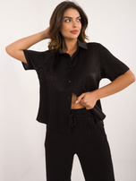 Hurt Czarny połyskujący komplet dwuczęściowy ze spodniami