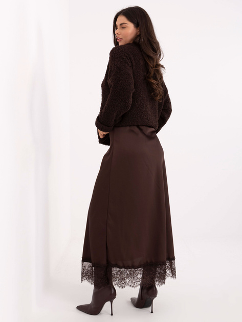 Ciemnobrązowa trapezowa spódnica z koronką RUE PARIS