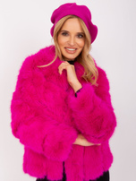 Hurt Fuksjowy beret z dzianiny z kaszmirem