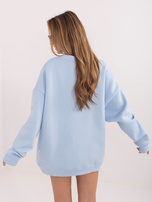 Pastelowa niebieska ocieplana bluza oversize RUE PARIS 