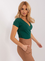 Hurt Ciemnozielony kopertowy t-shirt basic RUE PARIS