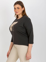 Hurt Khaki bluzka plus size z nadrukiem i rękawem 3/4