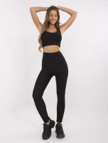 Czarny karbowany komplet sportowy RUE PARIS 