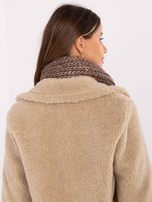 Dark beige women's scarf with a thick weave.