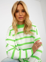 Hurt Jasnozielono-ecru sweter oversize w paski RUE PARIS