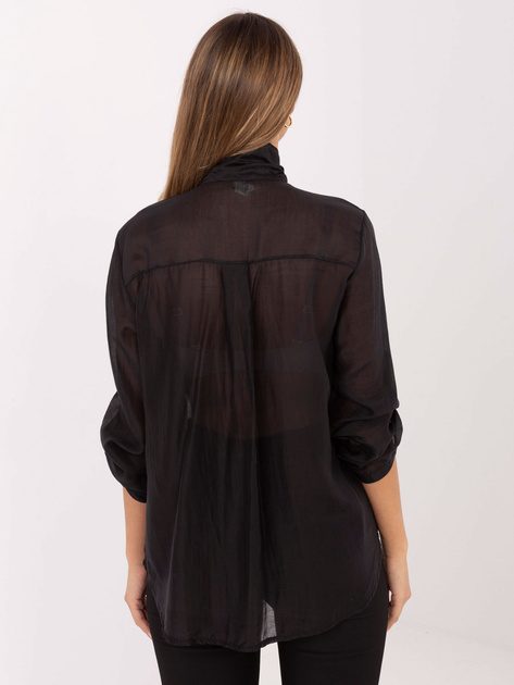 Czarna przezroczysta koszula z wiązaniem