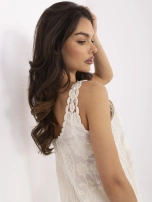 Beżowa damska bluzka boho z haftem