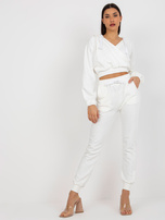 Hurt Ecru damski dresowy komplet basic z krótką bluzą 