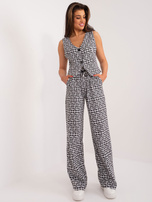 Hurt grau-schwarze Stoffhose mit geradem Bein.