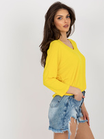 Hurtownia Żółta damska bluzka basic z wiskozy 