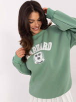 Hurt Pistacjowa damska bluza bez kaptura z ociepleniem