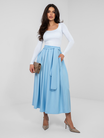 Pastelowa niebieska midi spódnica w paski