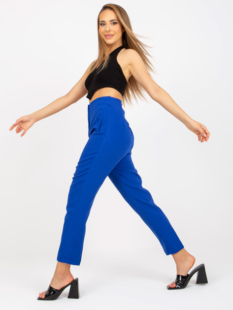 Hurt Kobaltowe damskie spodnie od garnituru z prostą nogawką