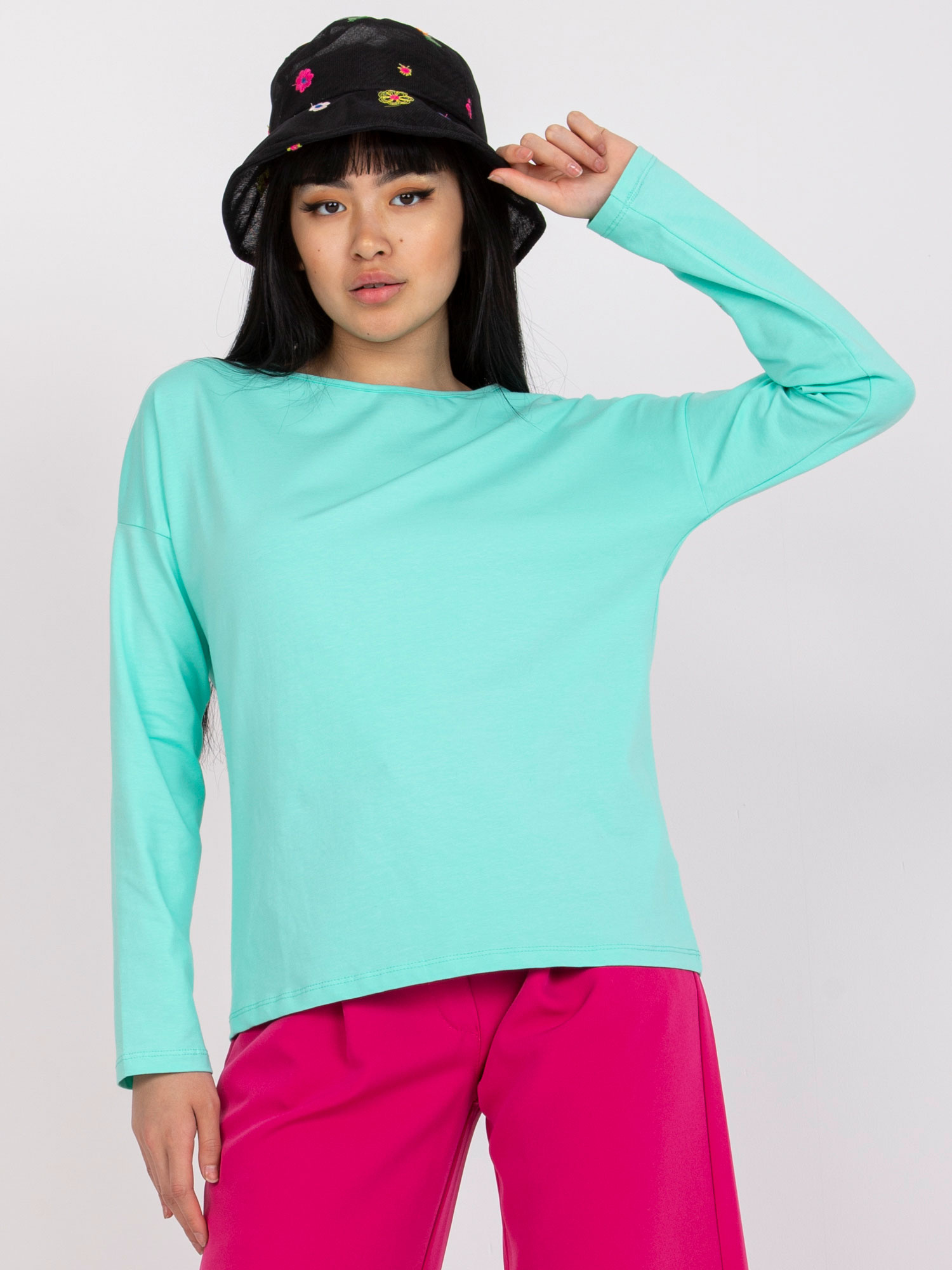Turkusowa bluzka longsleeve z bawełny 