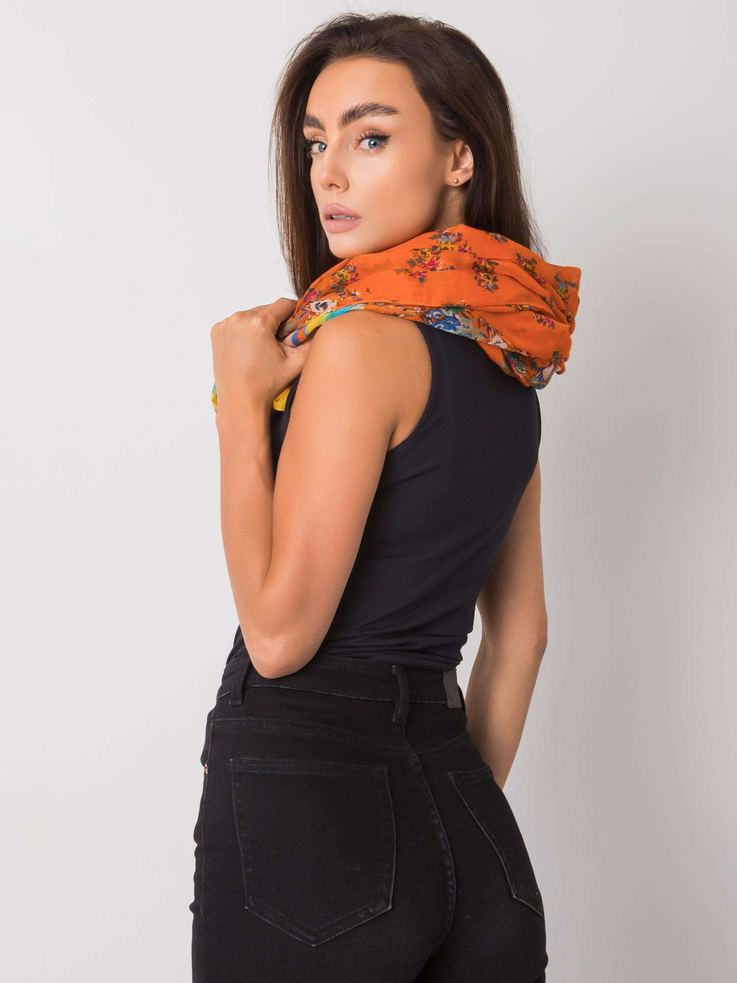 Orange Viscose Plaid with Patterns