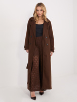 Brązowe szerokie spodnie z koronki 