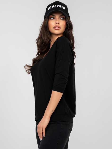 Czarna bluzka basic z krótkim rękawem RUE PARIS