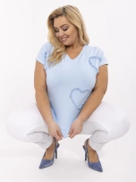 Jasnoniebieska bluzka plus size w serca