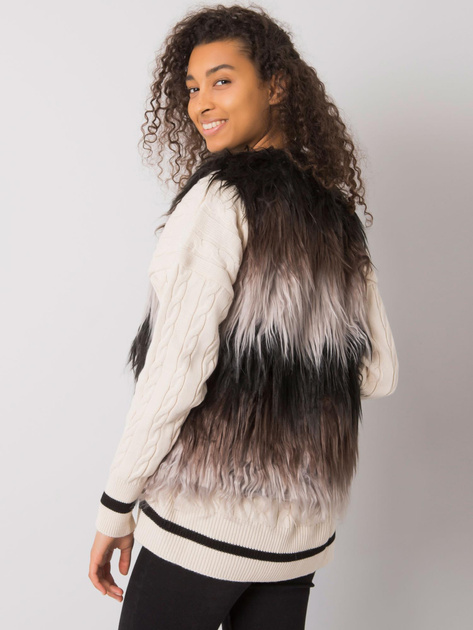 Czarno-szara damska kamizelka futrzana Romi