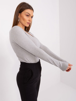 Hurt Szary klasyczny sweter z wiskozą